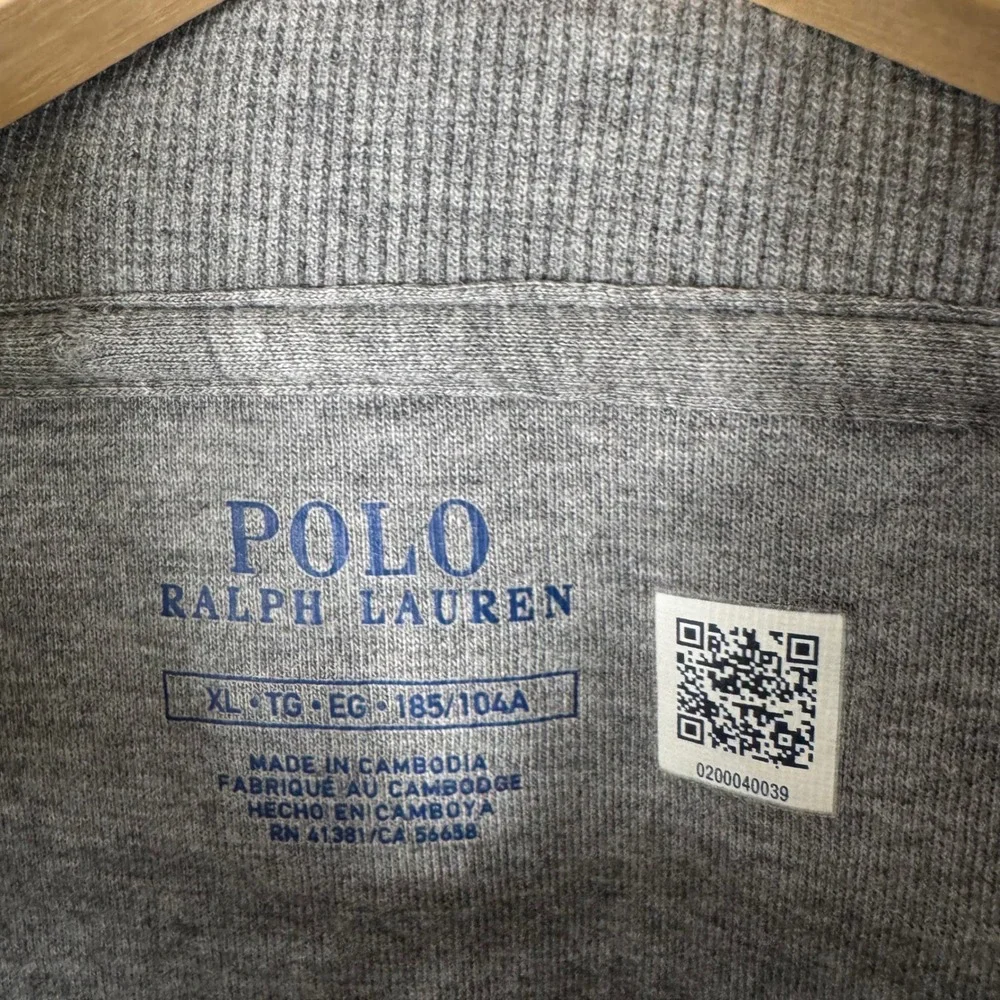 Polo Ralph Lauren Shawl Collar Pullover Sweatshirt Mens XL Grey Heather Jersey